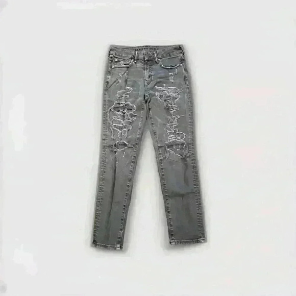 American Eagle Outfitters Denim - American Eagle Jeans Mens 28X28 Black Distressed Skinny Airflex+ Stretch 4445